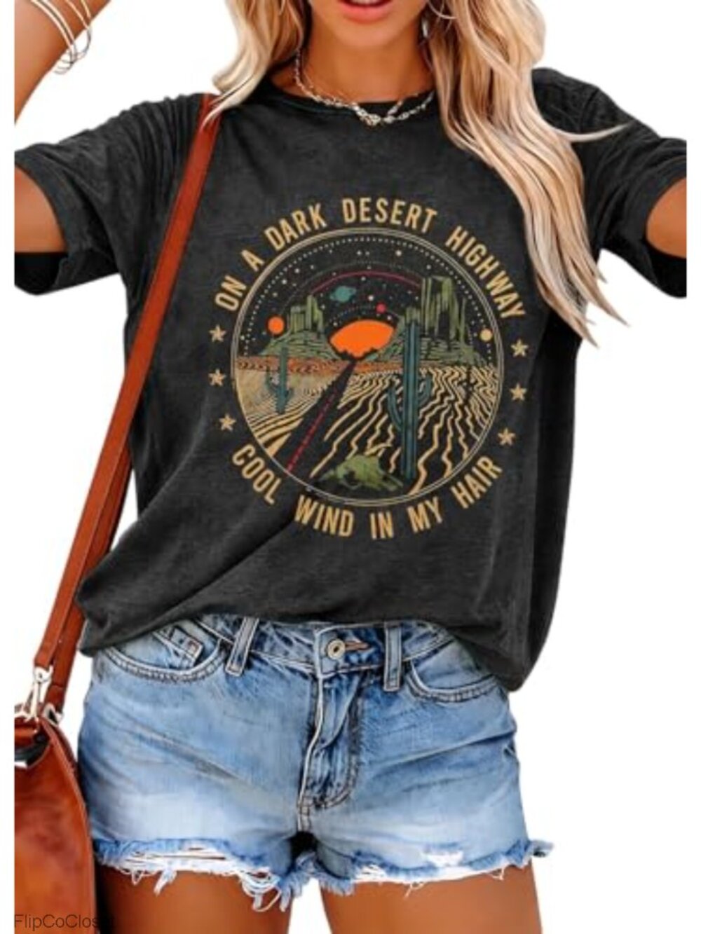 Women's Desert Highway Graphic T-Shirt Retro Western Adventure Tee